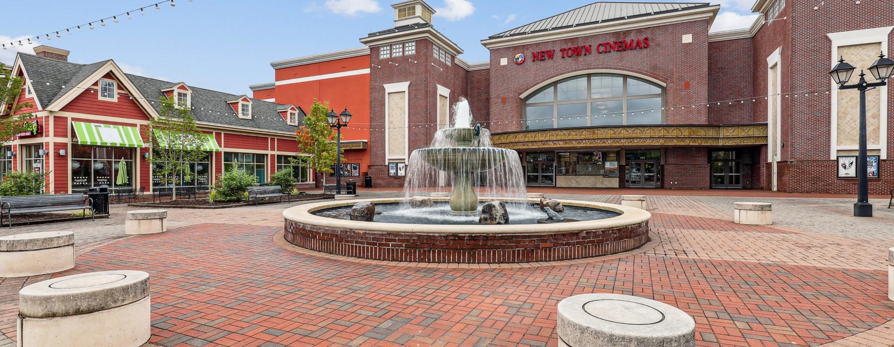 a fountain in a courtyard